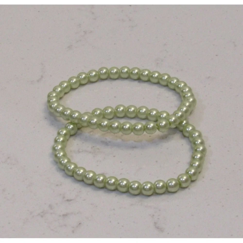 2 Beaded Stretch Bracelet Retro Quiet Luxury Twins Dressy Wedding Coquette‎